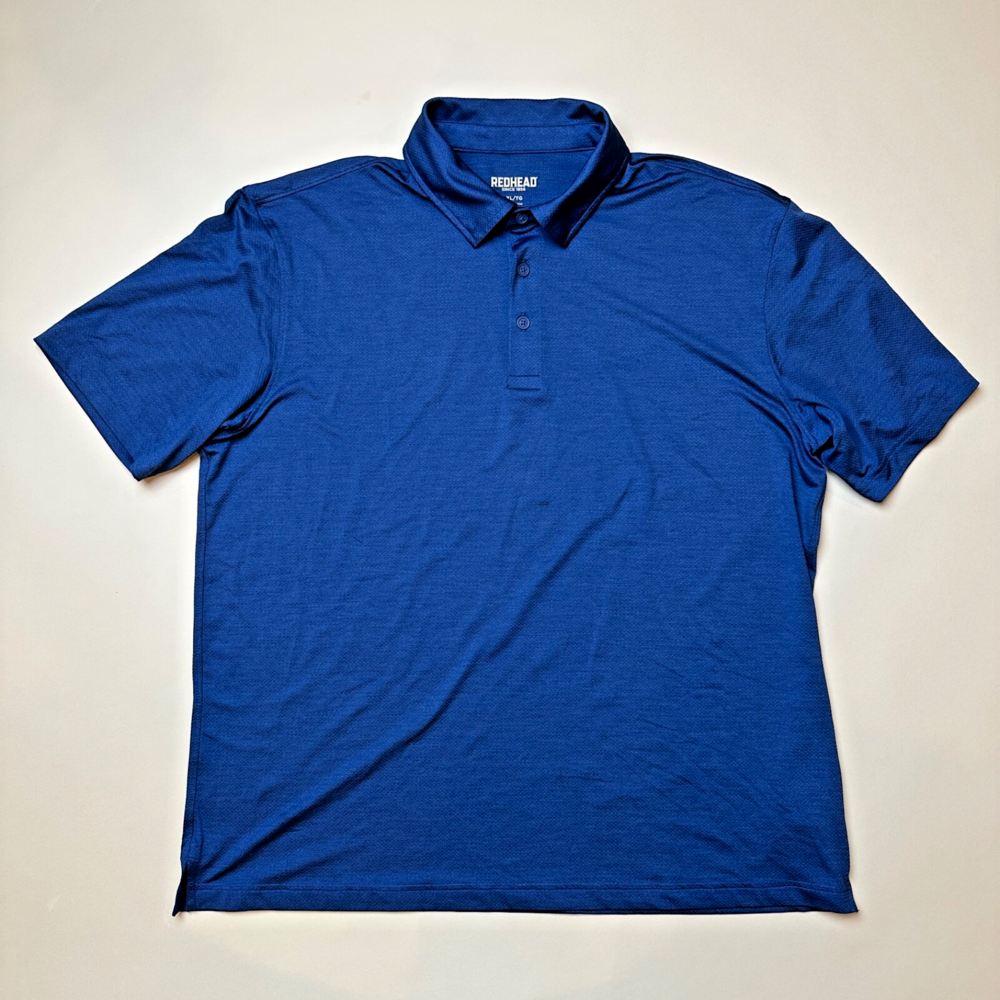 Red Head Polo Shirt Mens XL Estate Blue Textured SS Golf Bass Pro Shops